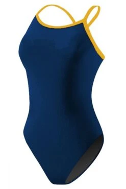 RISE Solid Poly Color Trim H-Back 11 RISE Solid Poly Color Trim H-Back -Swimming Gear Shop lgs64 front navy gold 1